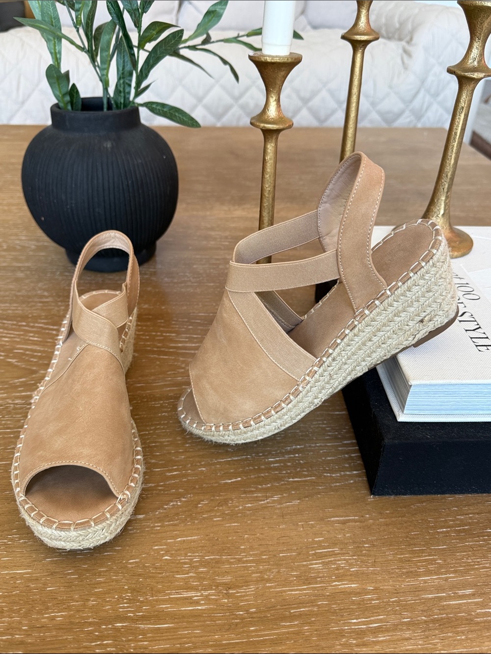 Catherine Malandrino Kalie Nude Espadrille Wedge Sandals 7.5